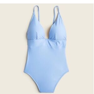 J. Crew Deep V-Neck French One Piece Swimsuit NWT Light Blue, Size 6